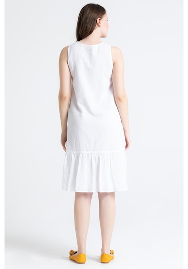 Kolsuz Şile Bezi Ilgaz Midi Boy Elbise Beyaz Byz-beyaz Beyaz
