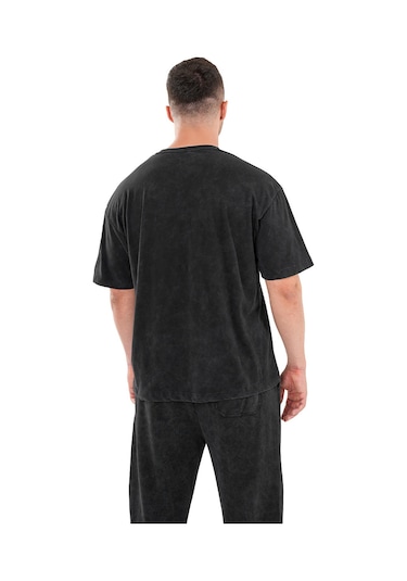 Kingsize Nutrition Kingsize Darksteel Antik Yıkamalı Oversize T-shirt Siyah Siyah
