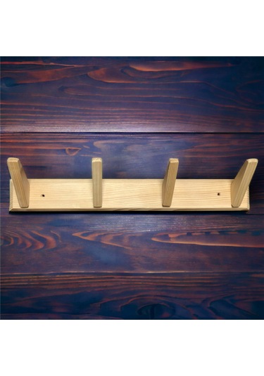 Tek-iş Masif Ahşap Portmanto Duvar Askısı Dörtlü 4'lü Ahşap Duvar Askısı Ahşap