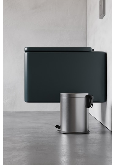 Paslanmaz Çelik Çöp Kovası-5 Litre Pedal & Amortisör Ve İç Kovalı Krom