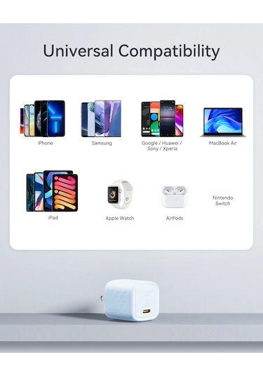 Voltme 30 W Gan Şarj Cihazı Usb Tip C Hızlı Şarj Cihazı Pd 3.0 Mini Taşınabilir 30w Eu Plug White ' Beyaz