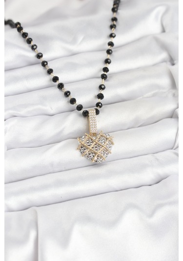 316l Çelik Zincir Kristal Boncuklu Kalpli Kadın Kolye Eb-bko10562 Çok Renkli