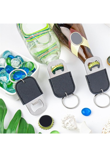 24 Paket Pu Şişe Açacağı Anahtarlık Paslanmaz Çelik Bira Açacakları Boşlukları Siyah