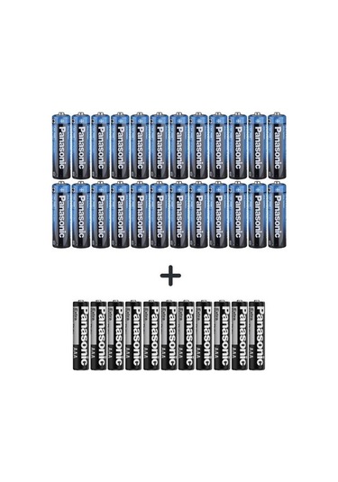 Panasonic R6BE/4PS Manganez AA Kalem Pil 24'lu + R03UE/2S AAA İnce Kalem Pil 12'li