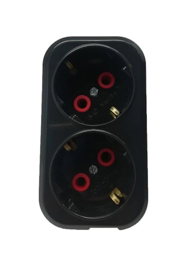 İkili Topraklı Fiş-priz Düz Tip Siyah