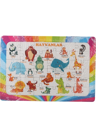 36 Parça Çocuk Puzzle + Boyama Hayvanlar