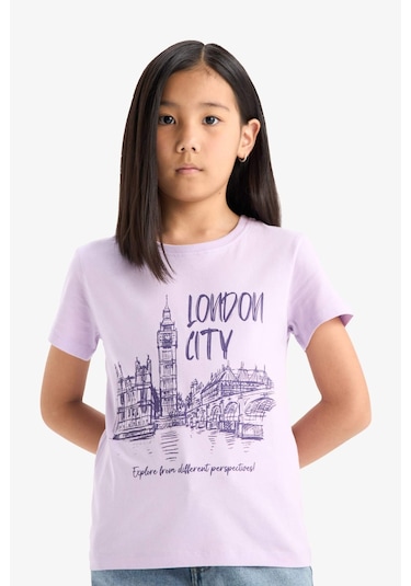 Defacto Kız Çocuk Bisiklet Yaka Baskılı Kısa Kollu Tişört E0349a825smpr143 Mor Defacto Kız Çocuk Bisiklet Yaka Baskılı Kısa Kollu Tişört E0349a825smpr143 Mor