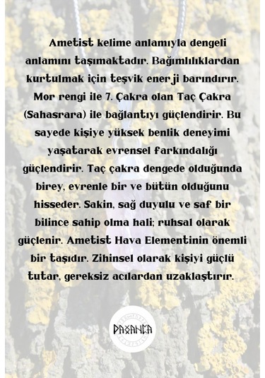 Ametist Doğal Taş Spiritüel  Pagan Kolye Diğer