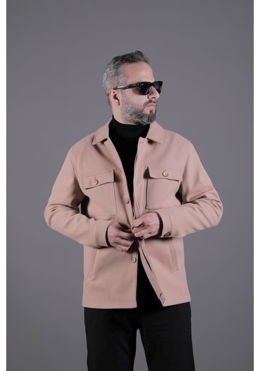 Ohepmoda Dikiş Detaylı Erkek Kaşe Kaban Mont Camel