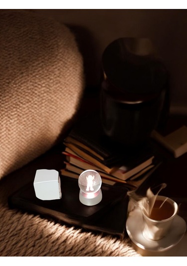 Turkuaz Renk Işıklı Küre Biblo