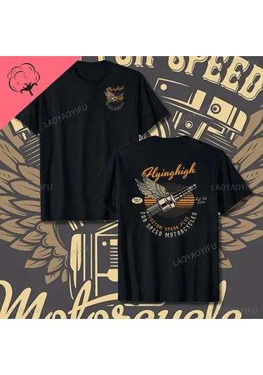 Laoyaoyifu Çapraz Pistonlar Mekanik Grafik T-shirt Erkekler Pamuklu Tee Gömlek Streetwearwhıte WHITE