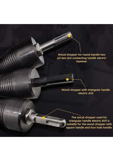 Fosenze Ahşap Bölme Matkap Ucu, Yüksek Karbon Çelik, Çelik Kiriş, Çekiç Matkap Uyumlu, 3 Farklı Uç Kare,daire,heksagonal