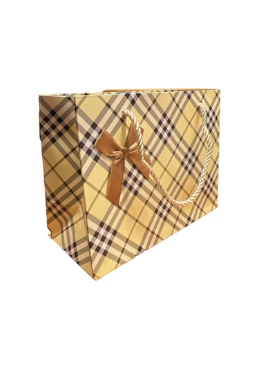 Karton Çanta Sarı Ekoseli 45x34x18cm 206-2