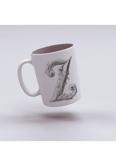 Z Harfi Bardak, Monogram 330 Ml Barok Oymalı Görünüm Beyaz