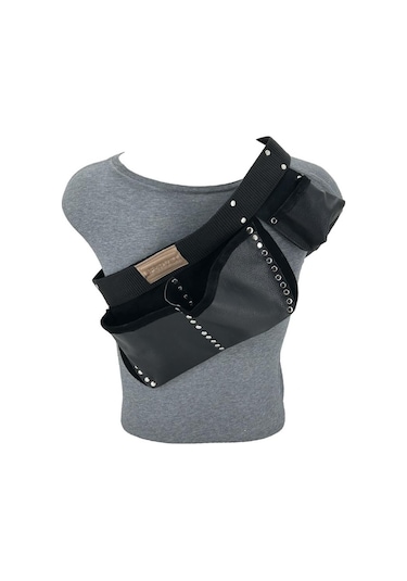 10 Adet Hakiki Deri Çivi Önlüğü Bel Çantası Siyah