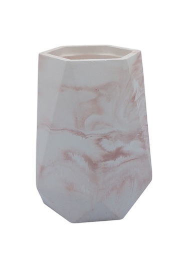 4 Lü Taş Banyo Seti Beyaz - Kahverengi Mermer Desenli 4'lü Sabunluk Seti Beyaz