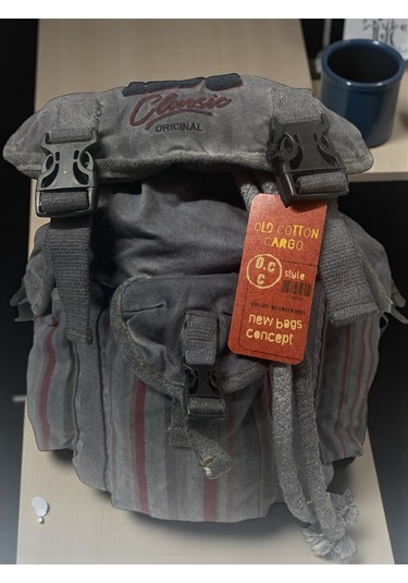 Kaliteli Tek Gözlü Vintage Disayn Unisex Sırt Günlük Okul Gezi Kamp Trekking Çantası Kc Ahtapot Bag Koyu Gri