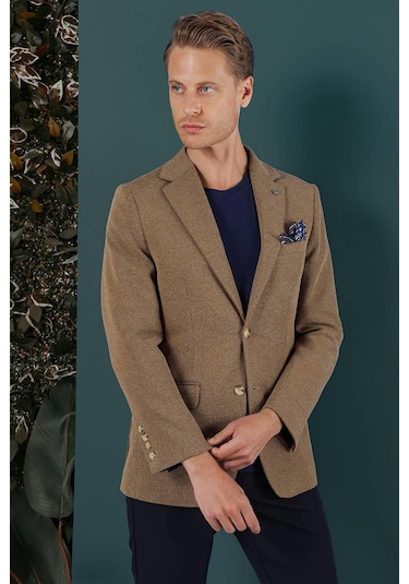 C 653 Slim Fit Camel Spor Ceket CAMEL