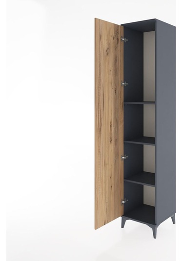 Hyperion Dolap 3 Raflı Tek Kapaklı 44x44x221 Antrasit-çam Antrasit