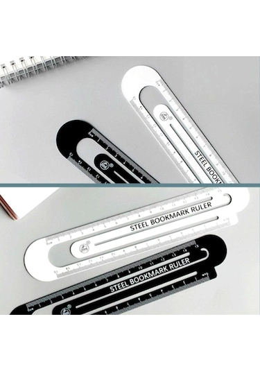 Omeniv 2 Adet Metal Cetvel Kitap Ayıracı Defter Kitap Masaüstü
