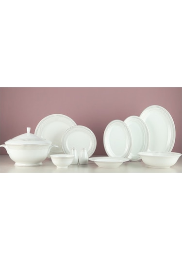 Evaliza Charm Gold 60 Parça Yemek Takımı Beyaz - Gold