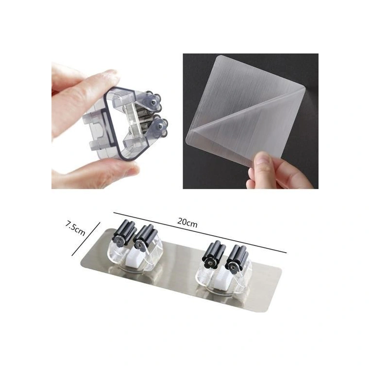 Pratik Organizer 4lü Yapışkanlı Fırça Paspas Mop Fırça Sabitleyici Ergonomik Alet Aparatı Çok Renkli