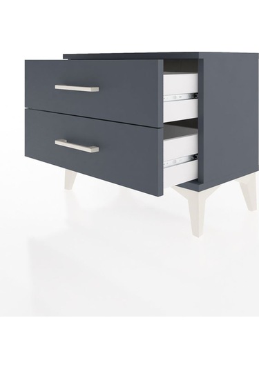 Arges Komodin 2 Çekmeceli 60x30x48 Antrasit-antrasit Antrasit