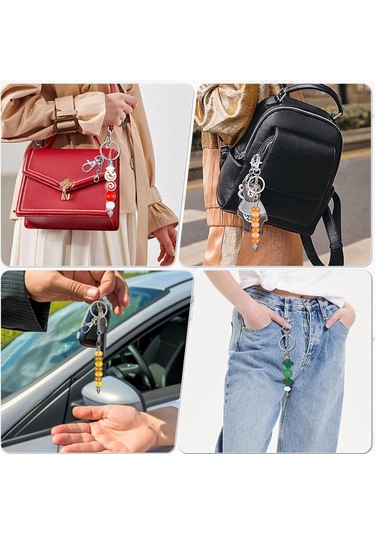 Gatherco 26 Adet Boncuklu Anahtarlık Çubuğu, Boncuklu Anahtarlık, Kolye Yapımı İçin Boncuklu Anahtarlık, Anahtarlık Yapımı İçin Boş Anahtarlık Aksesuarları