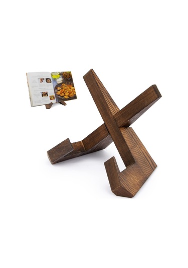 Yemek Kitabı Mutfak Standı, Mutfak Tezgahı İçin Tarif Kitap Sahibi, Ahşap Yemek Kitabı Sahibi, Rustik Yemek Kitap Tutucu Standı - Rustik Kahverengi Antik Meşe