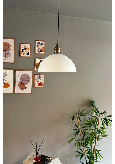 Perry Cam Tekli Avize Lale Beyaz Başlık Retro Sarkıt Lamba Restoran Salon Aydınlatma Beyaz