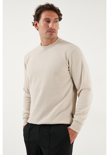 Buratti Slim Fit Bisiklet Yaka Pamuklu Erkek Kazak 456201 Bej