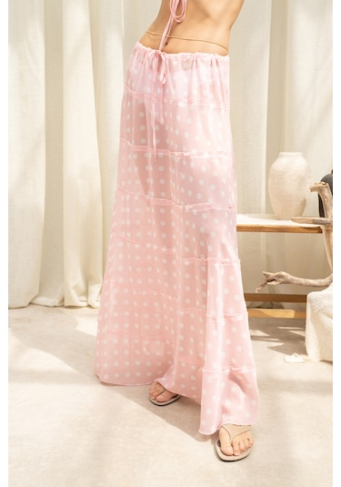 Mai Collection Samos Puantiyeli Pembe Crop Etek Takım