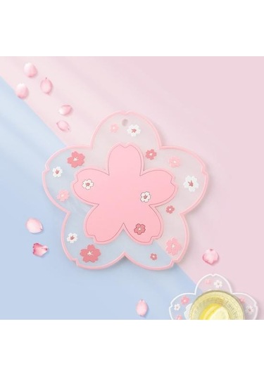 Pembe Pvc Çiçek Yalıtım Fincan Şekli Kaymaz Isı Kahve Paspasları Çay Altlığı S Pembe