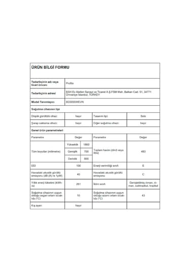 Profilo BD3055WEVN 483 LT No-Frost Buzdolabı