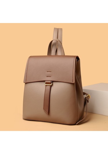 Kadın Sırt Çantası Moda Renk Blok Tasarım Kadın Okul Çantası Kapaklı Öğrenci Sırt Çantası Günlük Seyahat Sırt Çantasısiyah Diğer