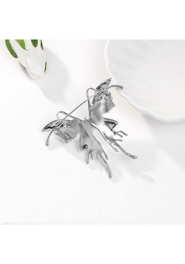 Rhinestone Sıvı Devlet Kelebekler Broş Zarif Hırka Ceket Takım Elbise Yaka Pin Takı Gümüş