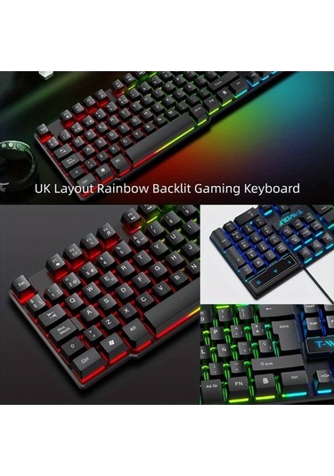 Techbloom Tf200 Black Rgb Oyun Klavye Ve Fare Kombosu Usb Kablolu Yüzer Tasarım Ofis Ve Oyun İçin Diğer