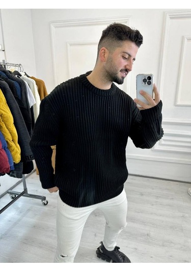 Elkumoda Oversize Kazak Bol Kesim Salaş Triko Kazak-KAZAK2873