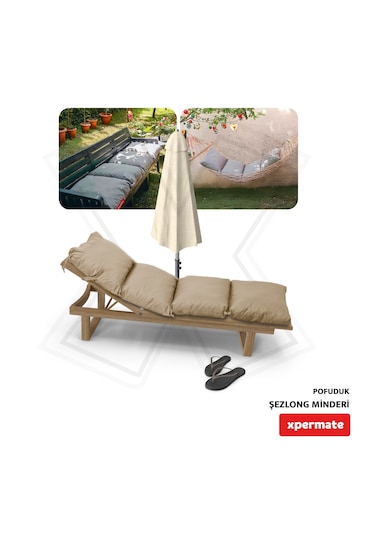 Xpermate Pofuduk Şezlong Minderi 60x180x12cm Su İtici, Bej