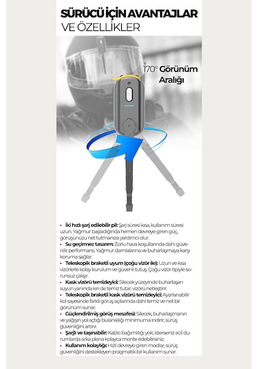 Robo Şarjlı Kask Sileceği Yedek Başlık Hediyeli 1