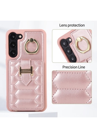 Samsung Galaxy S22 5g Dikey Kart Çantası Halka Tutucu Telefon Kılıfı İçin Çift Kordonlu