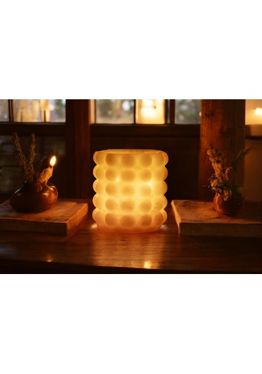 Fener Mum Bubble Short Krem Kavun Kokulu Dekoratif Mum