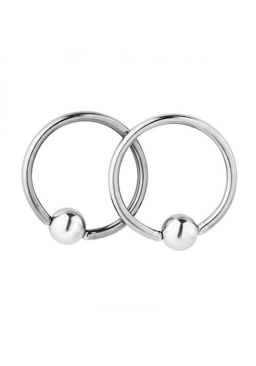 Homyl 1 Çift Paslanmaz Çelik Burun Tragus Dudak Tutucu Boncuklu Gümüş