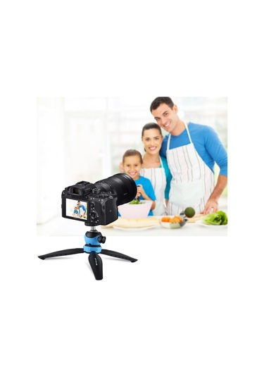 Akıllı Telefonlar, Gopro, Dslr Fotoğraf Makineleri İçin 360 Derece Top Başlı Puluz 20cm Cep Plastik Tripod Dağı Mavi