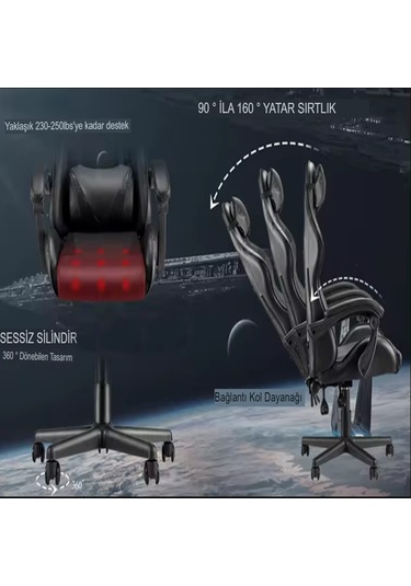 Gri Desen Oyuncu Koltuğu Çok Fonksiyonlu Oyun Sandalyesi Deri