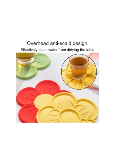 Sones 17.5cm Ev Kiraz Çiçeği Silikon Isı Yalıtım Matı Mutfak Yüksek Sıcaklığa Dayanıklı Pişirme Matı Kırmızı