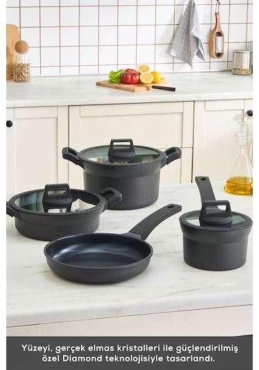 Karaca  Biodiamond Riga İndüksiyon Tabanlı  7 Parça Döküm Tencere Seti