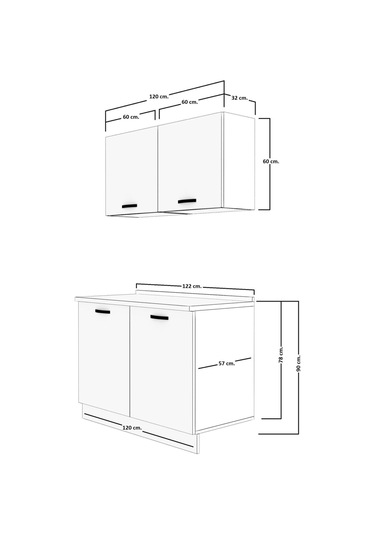 Decoraktiv Mini 120 Mdf Hazır Mutfak Dolabı - Tezgah Dahil - Naturel Pera Meşe