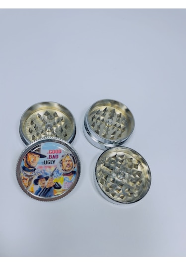 Full Metal 2Parça Kabartma Kovboy Desenli Grinder TutunÖğütücü