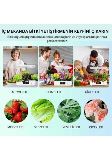 İç Mekan Ledli Hidroponik Hobi Seti Beyaz Renk